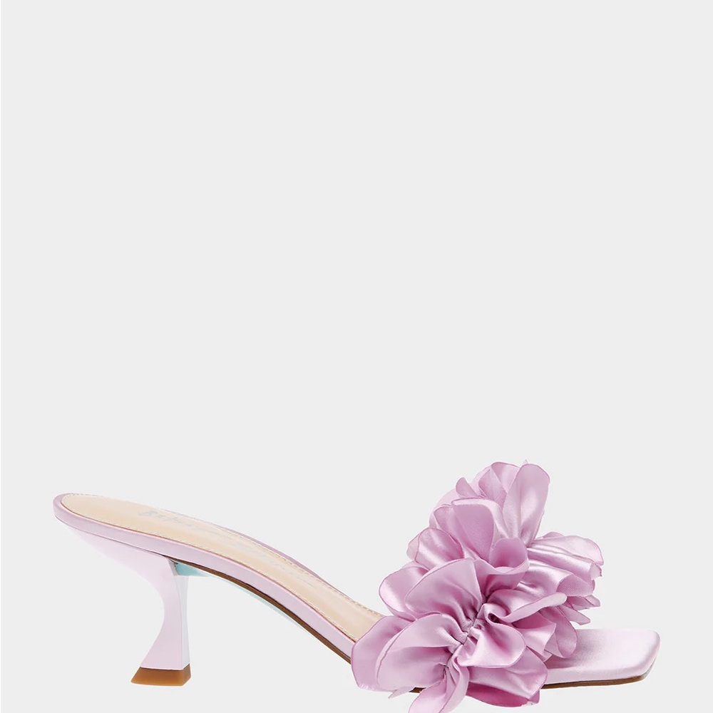 Betsey Johnson Lilac Satin Ruffle Mule